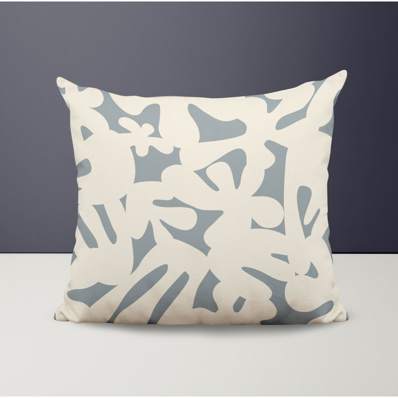 Coussin intérieur / extérieur en polyester filé Lara, 19 po x 19 po, Gris / Blanc cassé