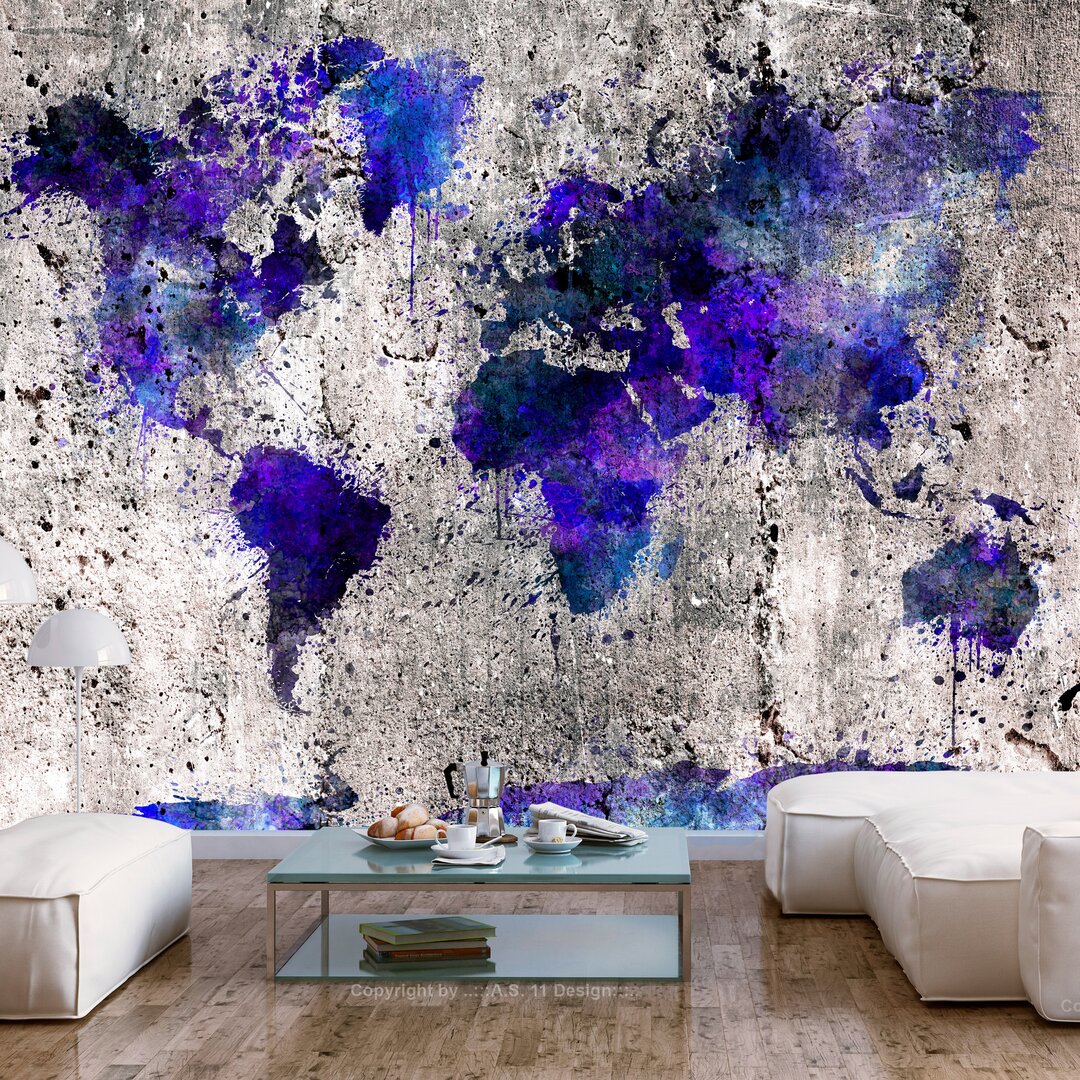 Fototapete World Map Ink Blots