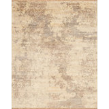 Tuscany Hand Knotted Wool Area Rug in Ivory/Gray