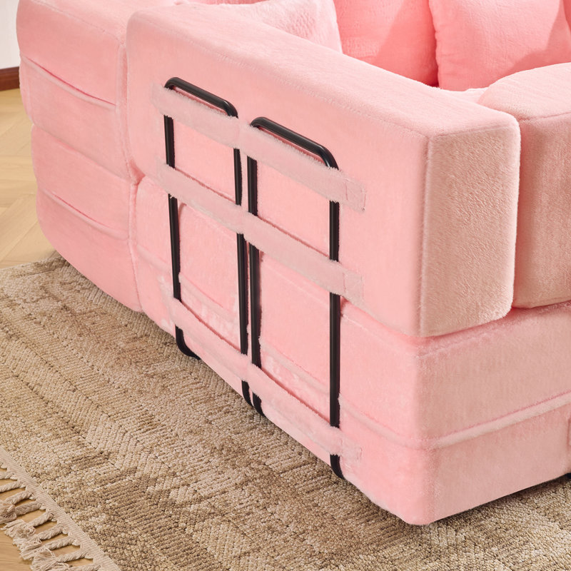 71-Inch Folding Sofa Bed, Pink