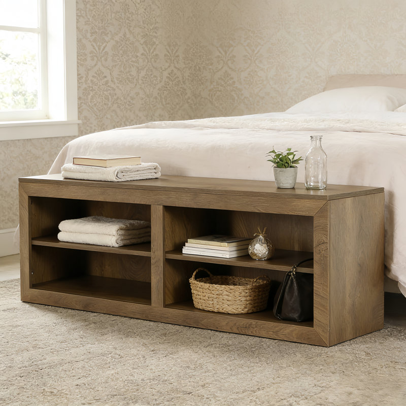 55.11" Wood Storage Bench For Shoes, Entryway, Bedroom