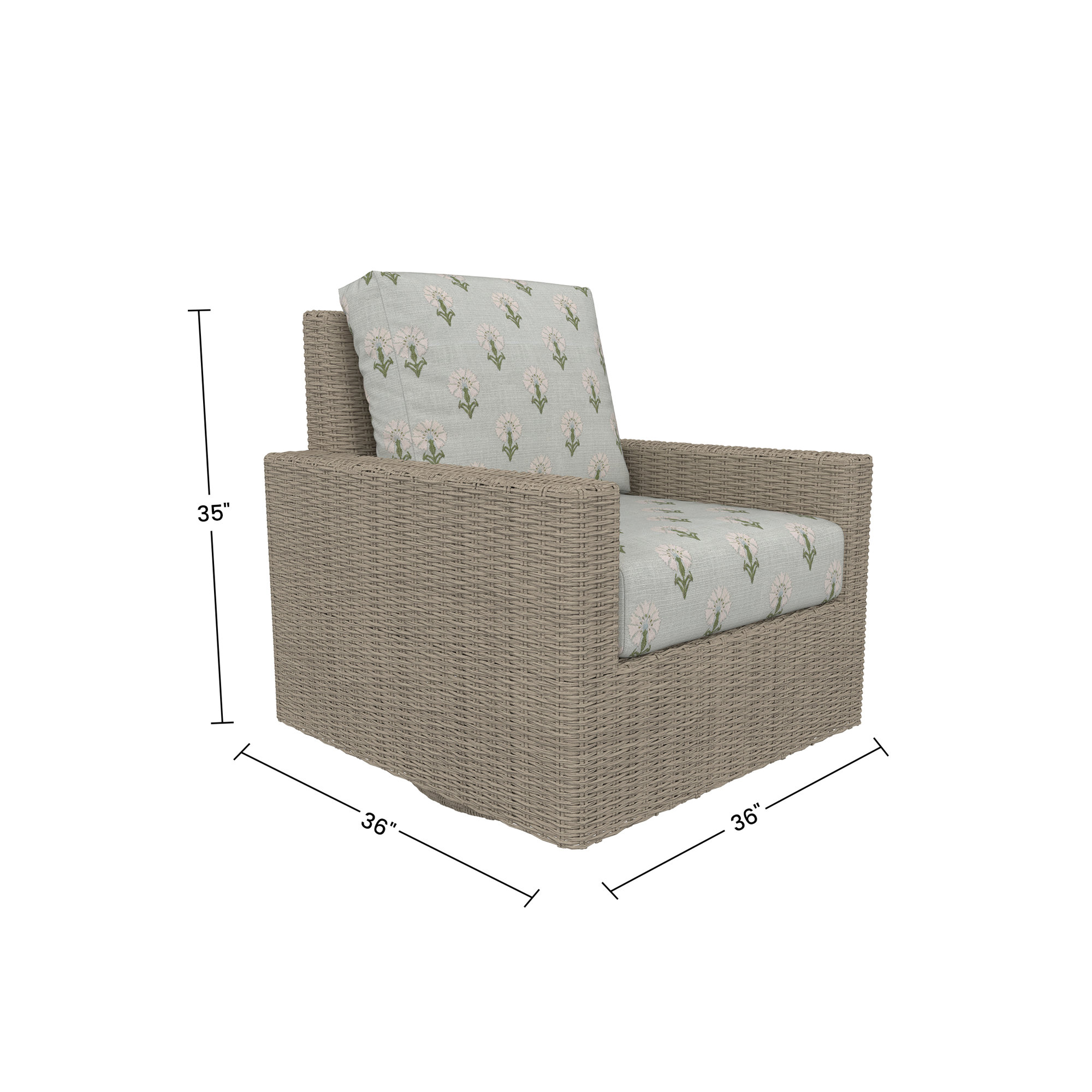 Outdoor Swivel Chair With Sunbrella Cushions, Mira Celeste, Floral
