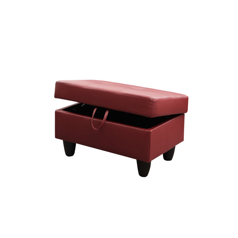 Faux Leather Upholstered Storage Bench, Red