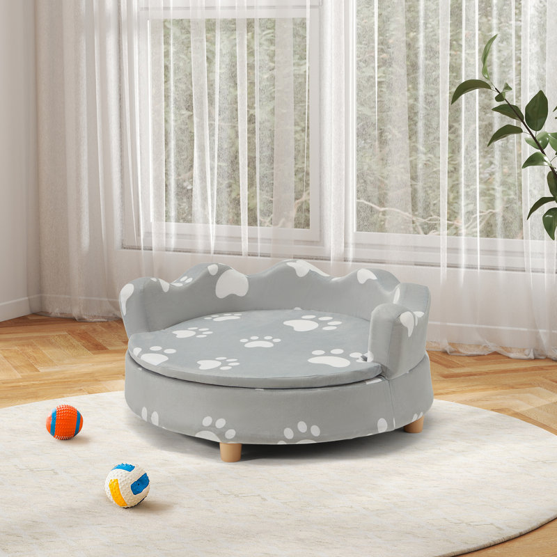 Canapé-lit rond pour chien de 66 cm (26 po) avec housse de coussin amovible, pouvant supporter jusqu'à 36 kg (80 lb)