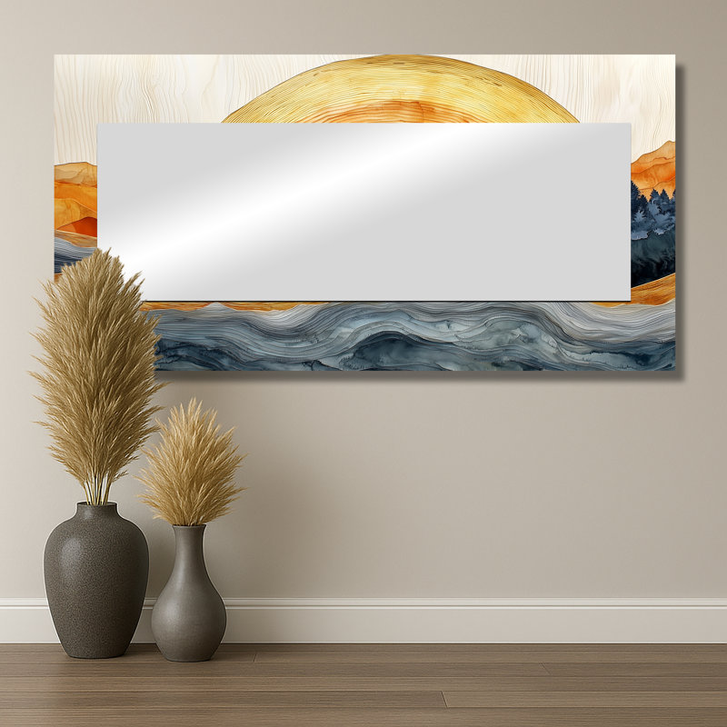 Sunrise Tree In Forest Landscape I - Landscapes Mirror Wall Art - Printed On Metal, 28" x 55"