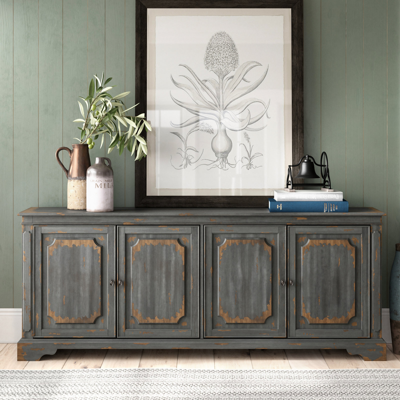 Dalgard TV Stand, Gray, 32"H x 80"W x 16"D