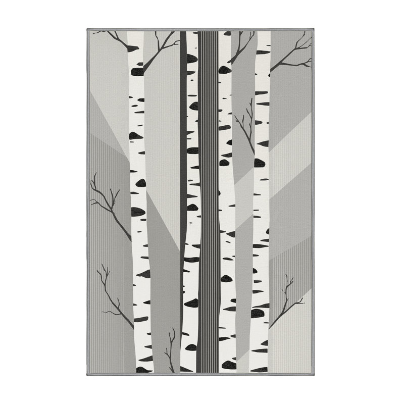 Tapis scandinave à rayures grises lavable à la machine Orlandra, 3x5