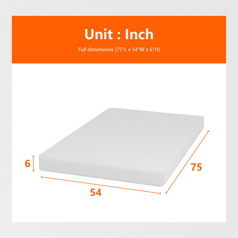 Matelas en mousse viscoélastique moyenne Alwyn Home Meridianville, Lit double, 6"