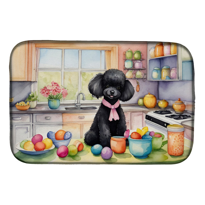 Tapis de séchage décoratif caniche noir de Pâques