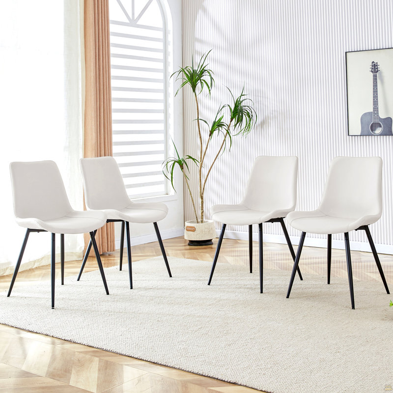 Chaise en cuir avec coussin de dossier, Blanc
