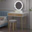 Ensemble coiffeuse Natural & White avec miroir lumineux et tabouret confortable