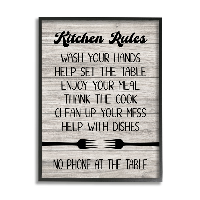 "Bb-588-Encadré" Kitchen Rules on Wood "par Martina Pavlova, art textuel, Cadre flottant noir de jais