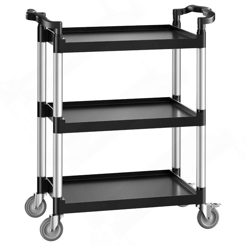 Chariot de service robuste à 3 niveaux avec roulettes 300 lb, H 10,63 po x l 18,9 po x P 29,13 po