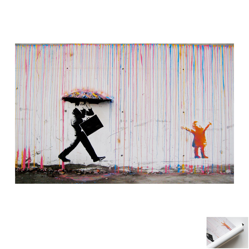 Impression sur toile Banksy, H 28 po x l 39 po, Toile tendue