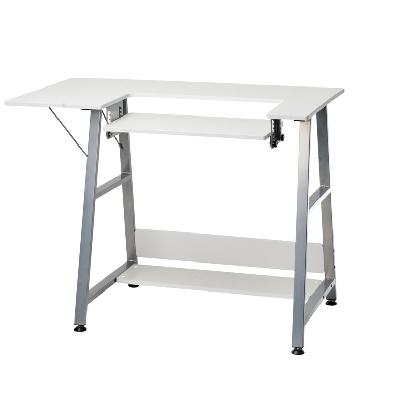 Adelena 115.5cm x 60cm Sewing Table with Sewing Machine Platform, White