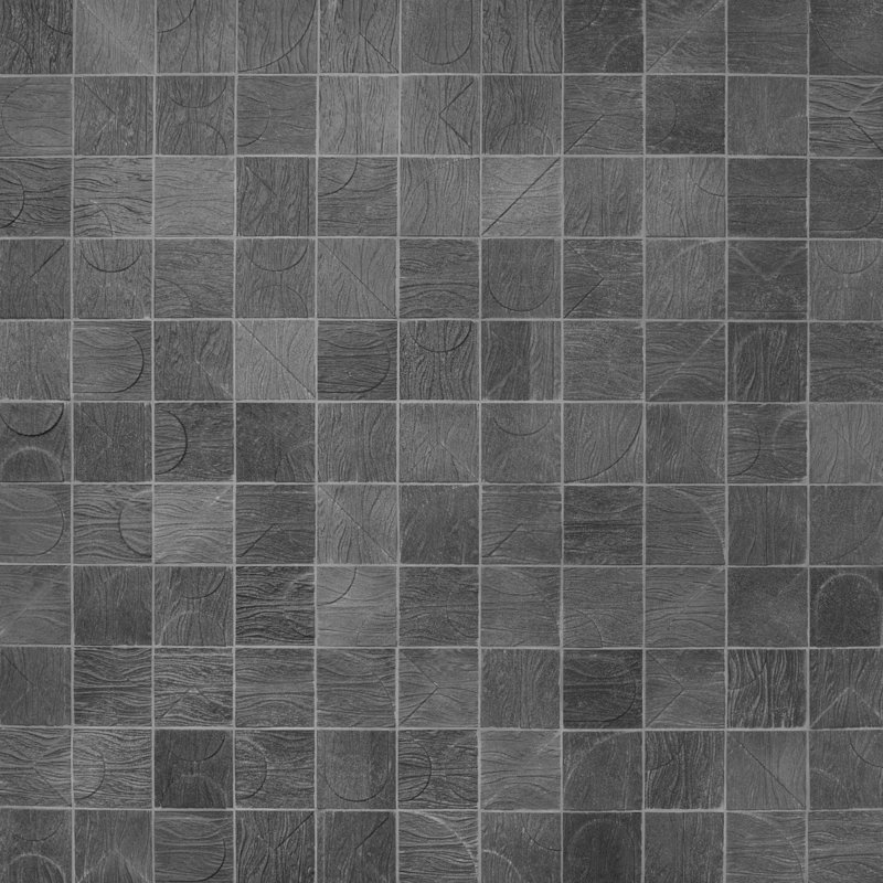 Trevino Carved 4x4 3D Satin Basalt Stone Tile, Black