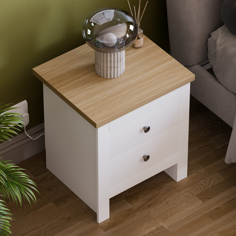 Morley 45cm W Manufactured Wood Bedside Table, White