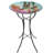 Liviana Outdoor Glass Bird Bath with Handpainted Hummingbird and Flower Design, Foldable Metal Stand, Bath or Feeder Use, 18-Inch