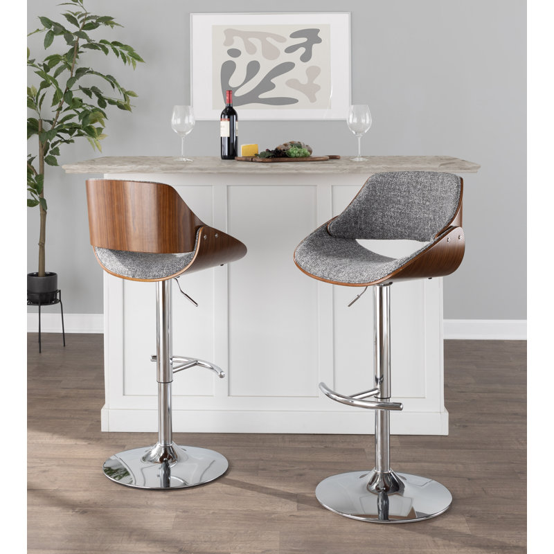 Tabouret de bar rotatif à hauteur ajustable Jackalynn, Gris
