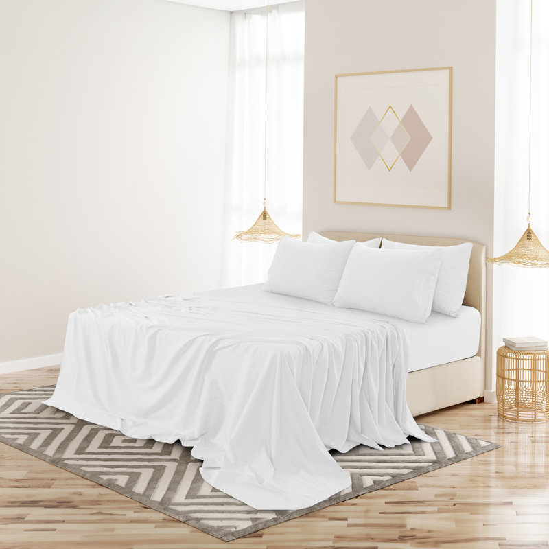 Lux Decor 6-Piece Ultra-Soft Microfiber Sheet Set Deep Pocket Fitted Sheet, Wrinkle & Fade-Resistant, Hotel Quality Bedding