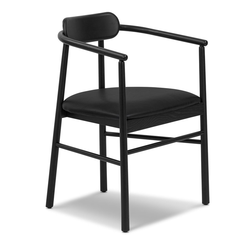 Chaise en bois avec siège en cuir véritable Scanden