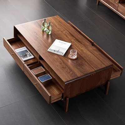 Modern Wooden Coffee Table with Storage Drawers