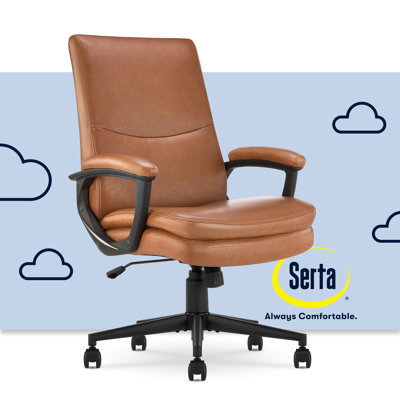 Serta Comfort Modern Executive Office Chair, Ergonomic Mid-Back, Semi Plush Cushion, Padded Armrest