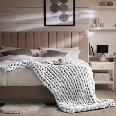 Vellux Weighted Blanket, Chunky Oversized Knit, Acrylic/Polyester