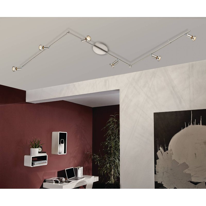 Nichols 74.41'' 6 -Light Swing Arm Track Track Kit with Dimmable and Adjustable Head, Matte Nickel