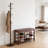 Brown Rubberwood 3-Tier Entryway Shoe Bench With Adjustable Shelves-759371022