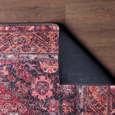 Luxueux tapis lavable à la machine, 100% polyester, 7,5 x 10,8 pieds | Hauteur des poils: 0,2 po, 1850 g / m² | Dessus en polyester recyclé, facile d'entretien, parfait pour le salon et la chambre à coucher, conception douce et durable
