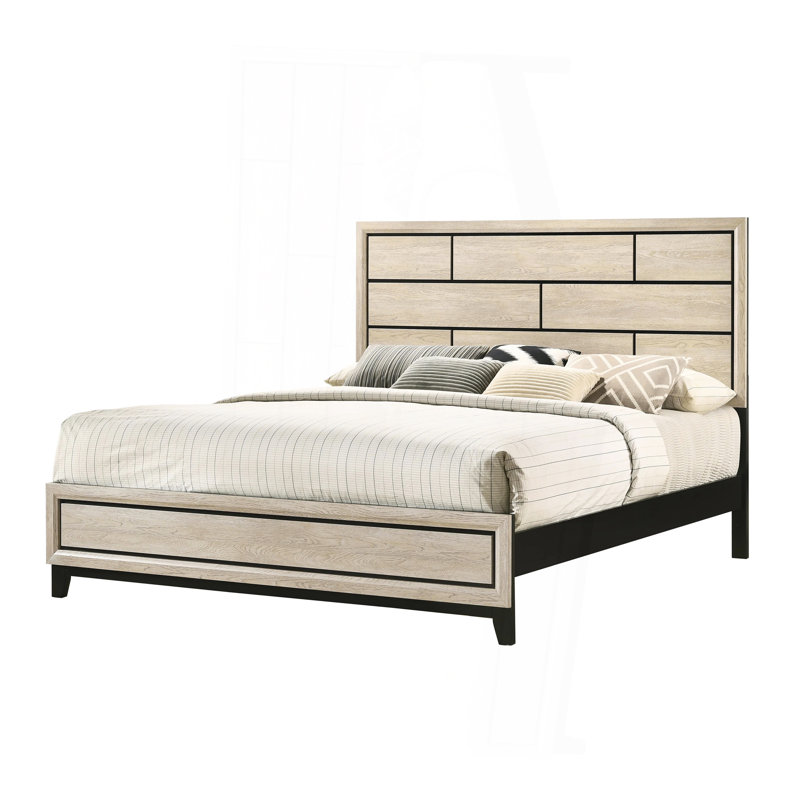 Mobilier de chambre à coucher à profil géométrique en bois flotté à la craie cotemporary
