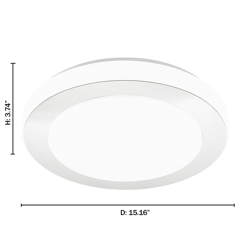 Mccluney Plastic LED Flush Mount, 3.7" H x 15" w x 15" D