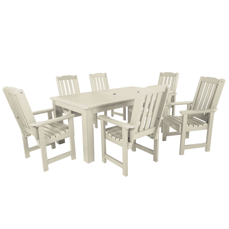 Ensemble repas pour 6 personnes Kile, Blanc délavé, L 72 po x l 42 po x H 30 po