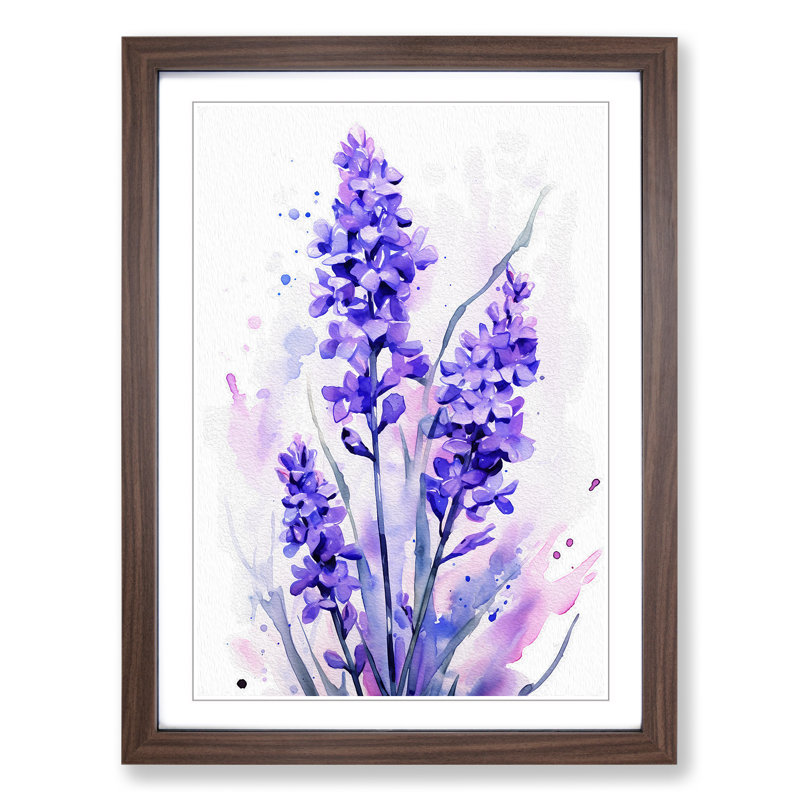 Lavender Flower Gestural Art - Framed Print, Walnut Framed, 46cm H x 34cm W x 2cm D
