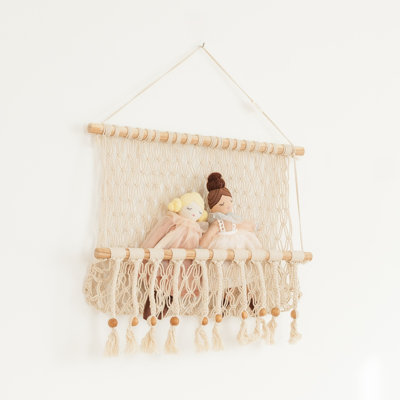 Macrame Wall Storage Bin, For Toys, Books, Swaddles, 16"x22", By Crane Baby
