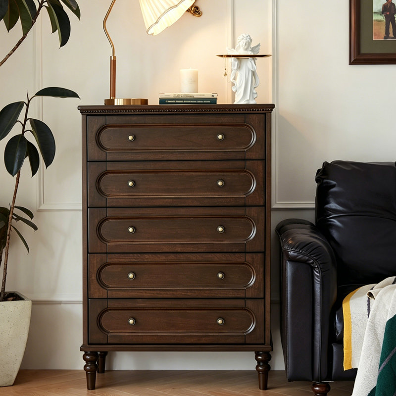 Solid Wood Five Drawer Storage Cabinet