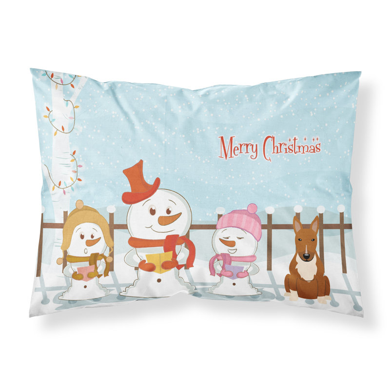 Taie d'oreiller Merry Christmas Merry Christmas, Bull terrier roux et choristes