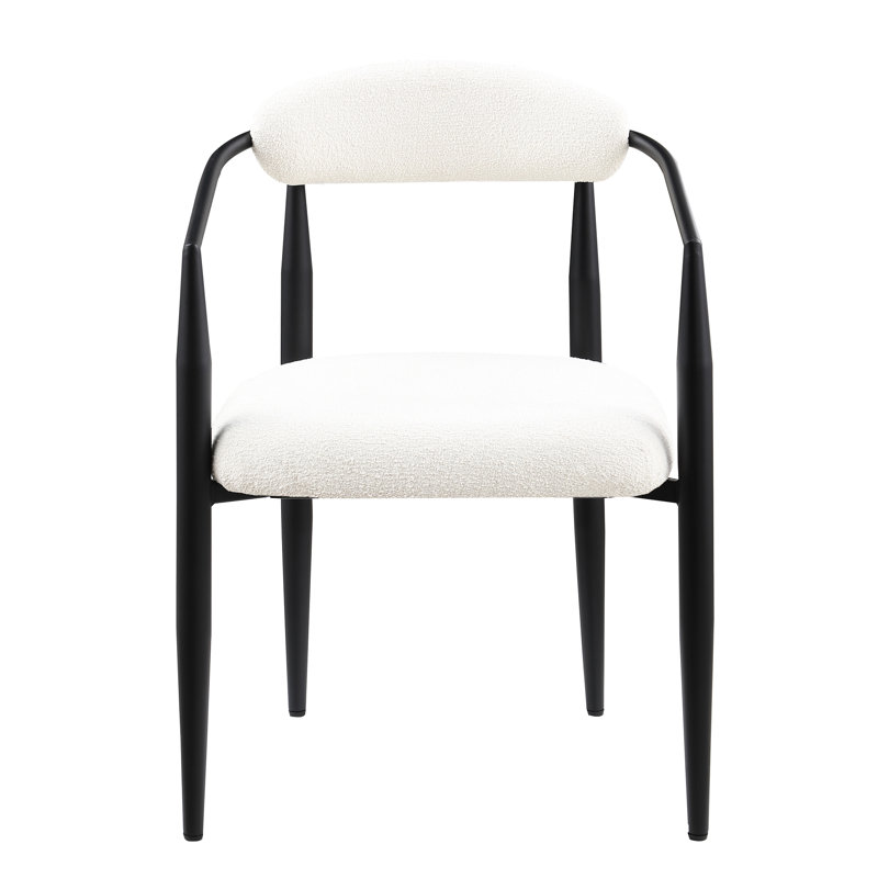 2 chaises de salle à manger de style Mid-Century moderne, rondes avec revêtement et pieds en métal pour la cuisine, 2 chaises élégantes