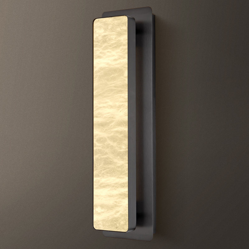 Mikinzie LED Wall Sconces Wallchiere Flush Mounted Sconces with Alabaster Shade, Matte Black