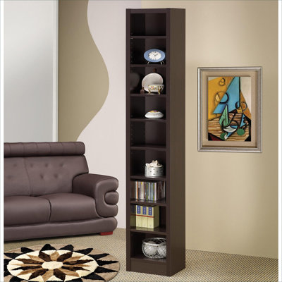 Tall Vertical 8-Shelf Bookcase for Home Living Room Study Storage Cappuccino Engineered Wood 70.75 Inch Height