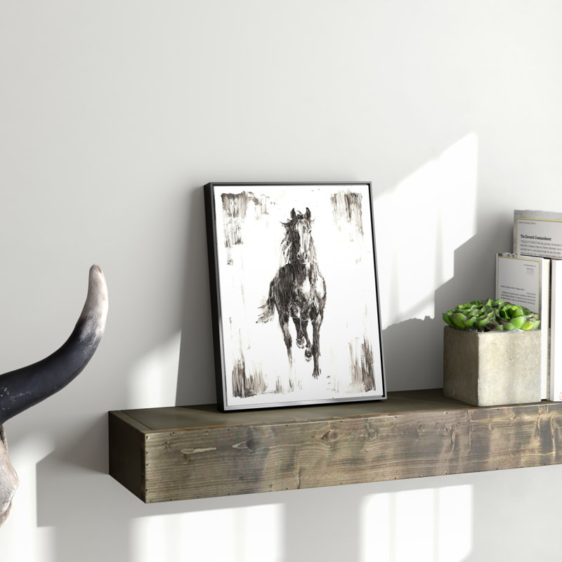 « rustique black stallion i », peinture sur toile, Toile tendue, H 14 po x l 11 po x P 1,25 po