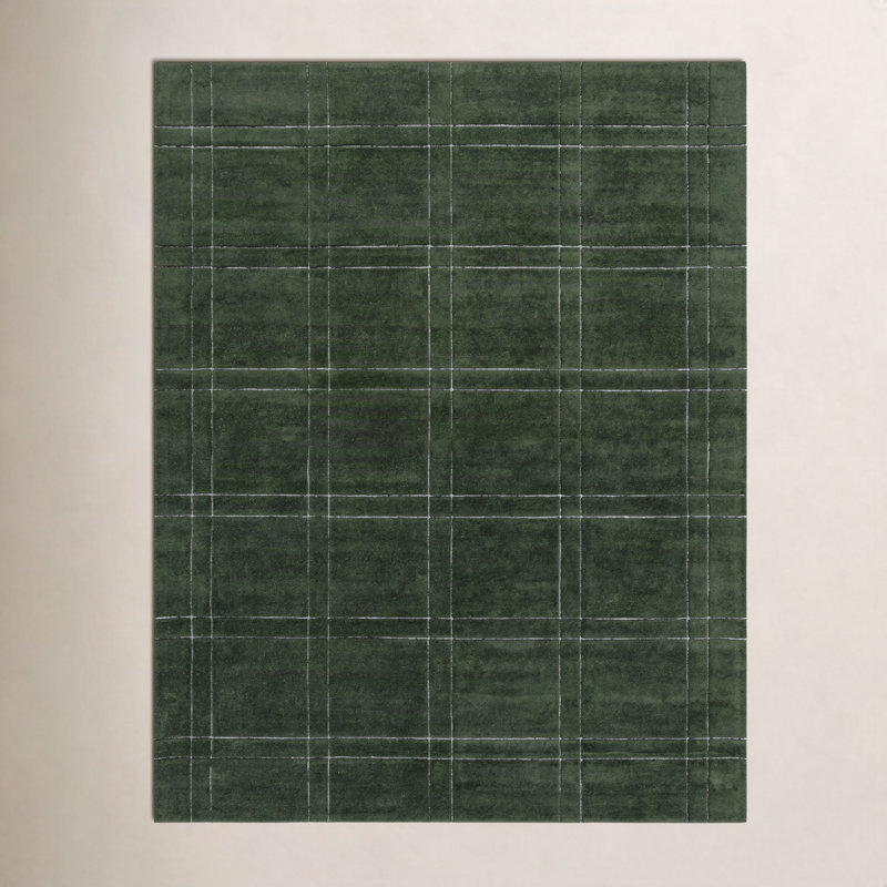 Kinnell Green Hand Tufted Area Rug, Rectangle 8' x 10'