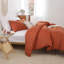 Ensemble d'édredon pour grand lit orange brûlé, 3 pièces (1 édredon boho terre cuite et 2 taies d'oreiller), courtepointe légère toutes saisons-130873481