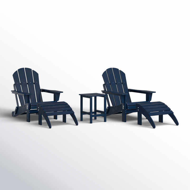 Laguna 5-Piece Seating Group with Table and Ottoman, Navy Blue