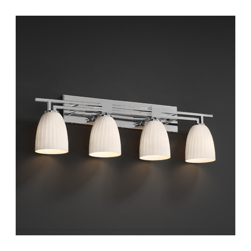 Éclairage pour meuble-lavabo 4 lumières Carolos, Ruban, Nickel brossé