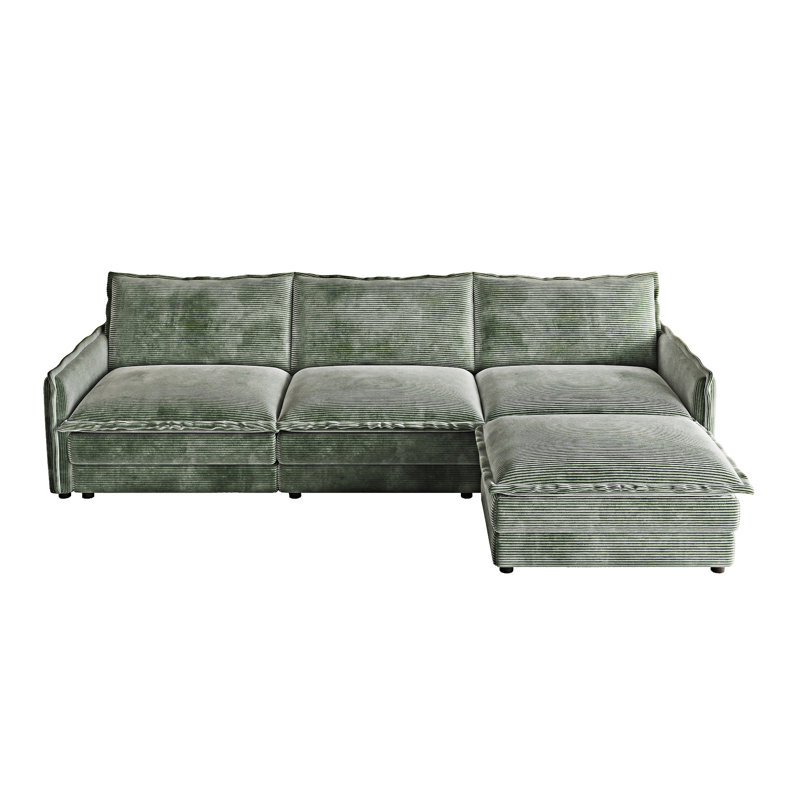 Canapé rembourré avec repose-pieds, Vert