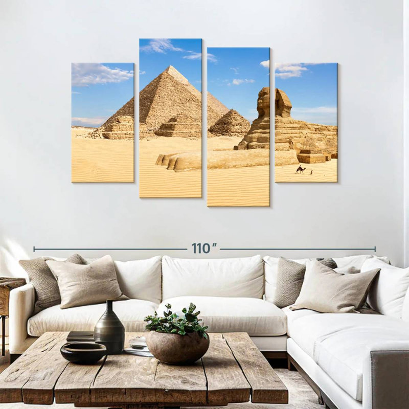 Sphinx d'Adella et grande pyramide de Gizeh, H 54 po x l 84 po