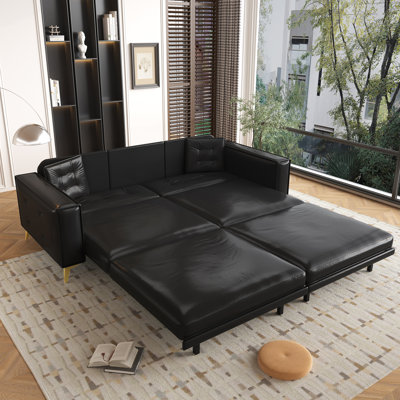 Modern Tufted Convertible Sleeper Sofa With Extra-Wide Armrests