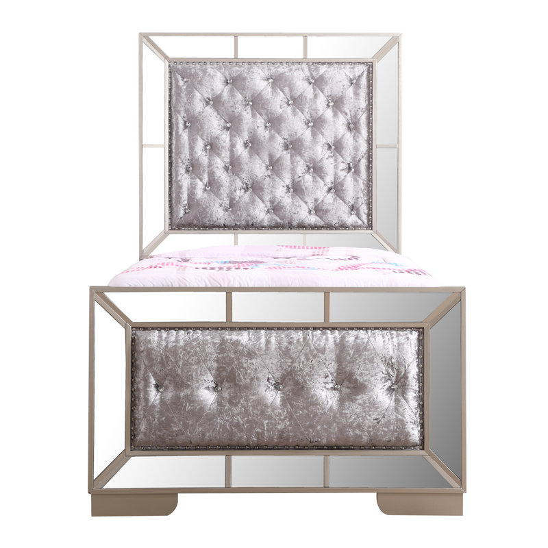 Lit sommier simple Hollywood, champagne argenté, Lit simple, Champagne argenté